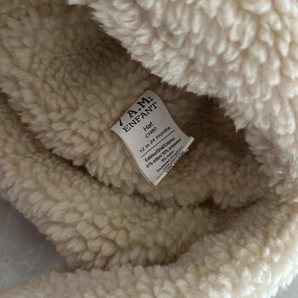 7 A.M. ENFANT Cozy blush and Cream Kids Hat - Picture 2 of 3